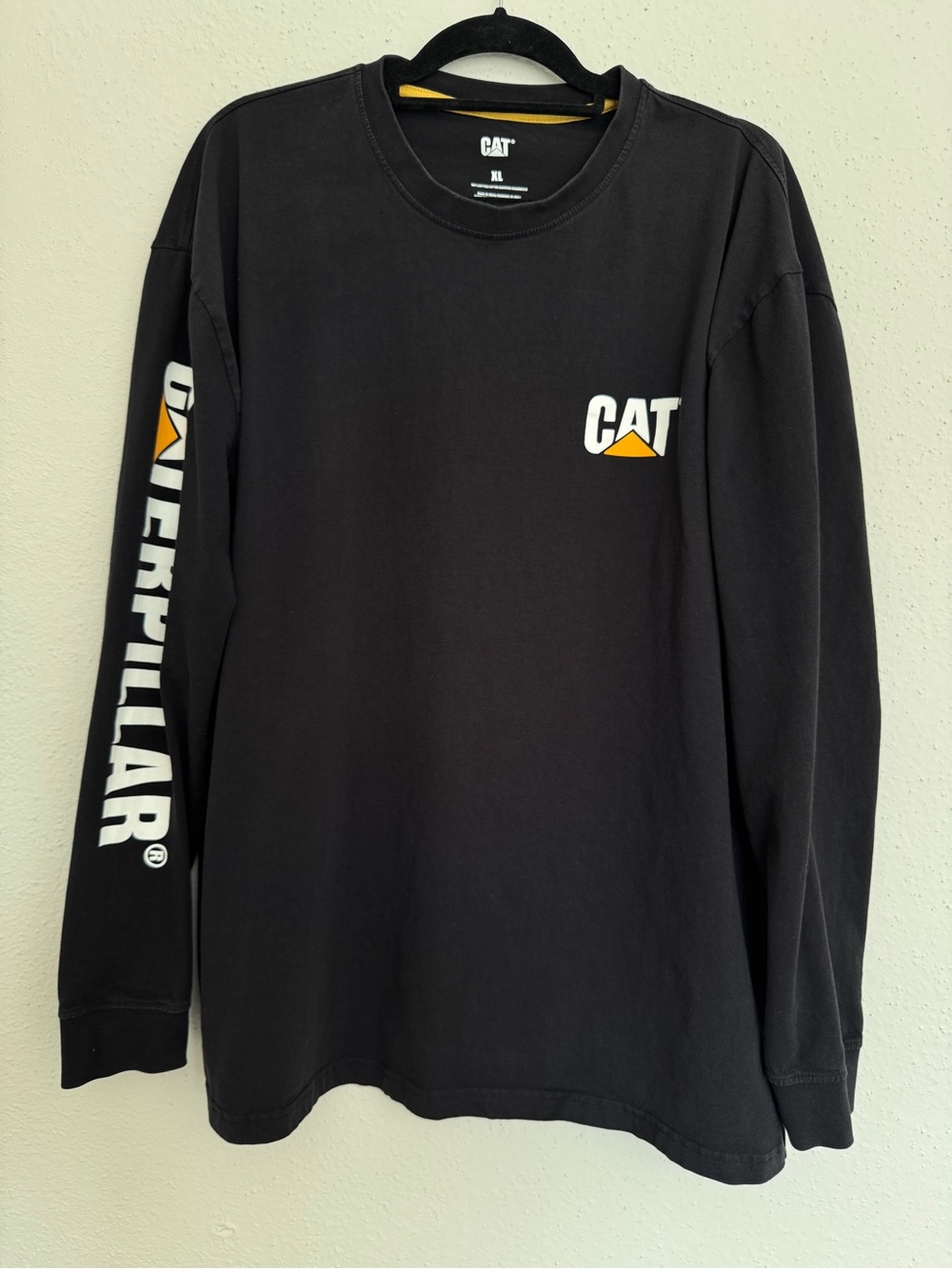 CAT Caterpillar Men's XL Long Sleeve Black Logo Shirt Long Sleeve